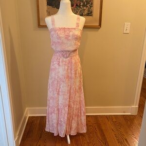 Lucy Paris Pink toile Patterned Maxi Dress XS. EUC